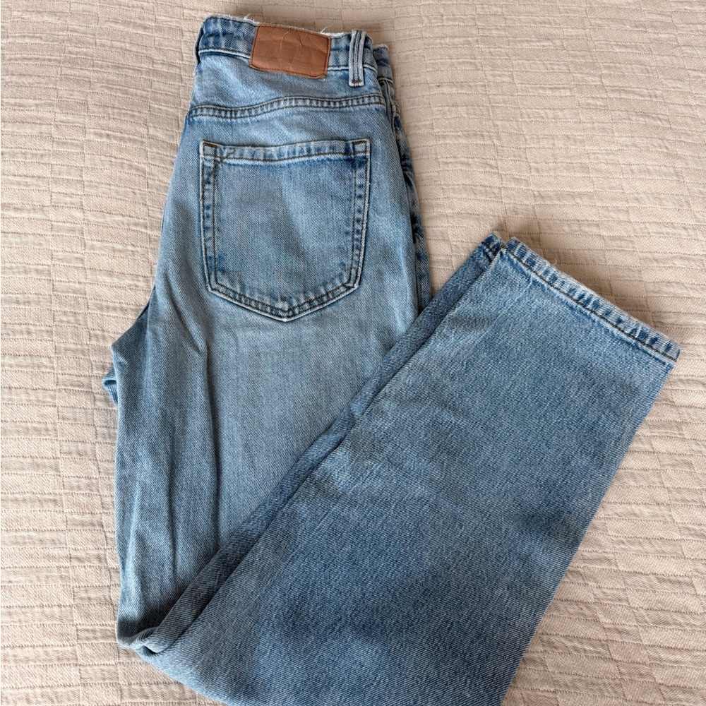 Zara Blue Denim Jeans, High rise Mom Fit
